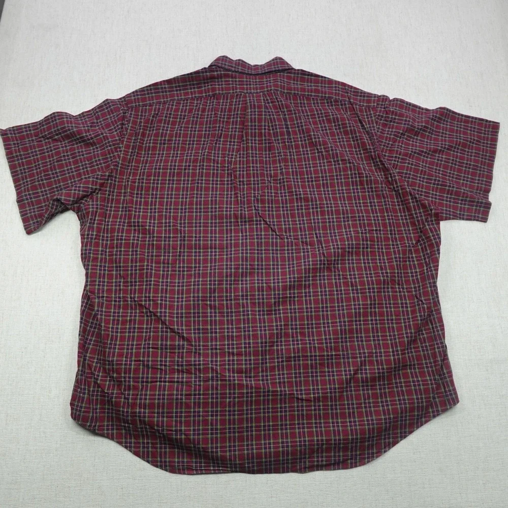 Ralph Lauren Golf Tilden Button Down Shirt XXL Red Plaid Tartan Long Sleeve Y2K - Picture 7 of 10